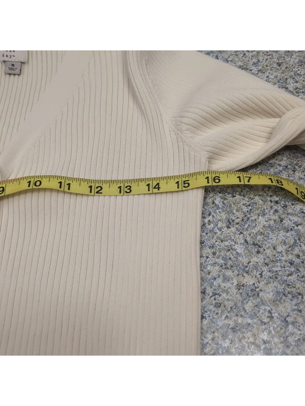 A New Day Ribbed Button Front Midi Sweater Dress Cream Ivory M Bell Sleeve